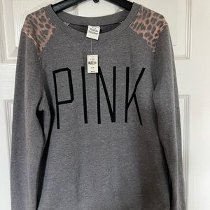 Pink Victoria Secret gray crew neck sweatshirt
